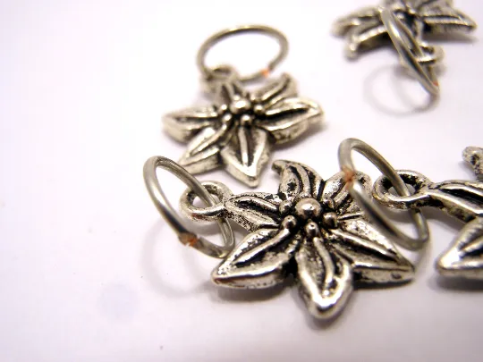 Silver Flowers: Set of 6 Stitch Markers