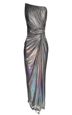 Silver Metallic Cocktail Prom Dress