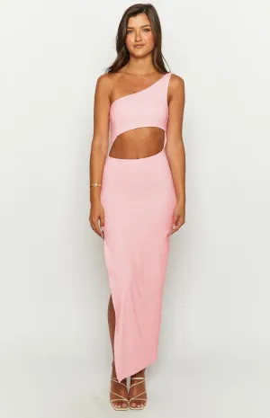 Simone Cut Out One Shoulder Pink Maxi Dress