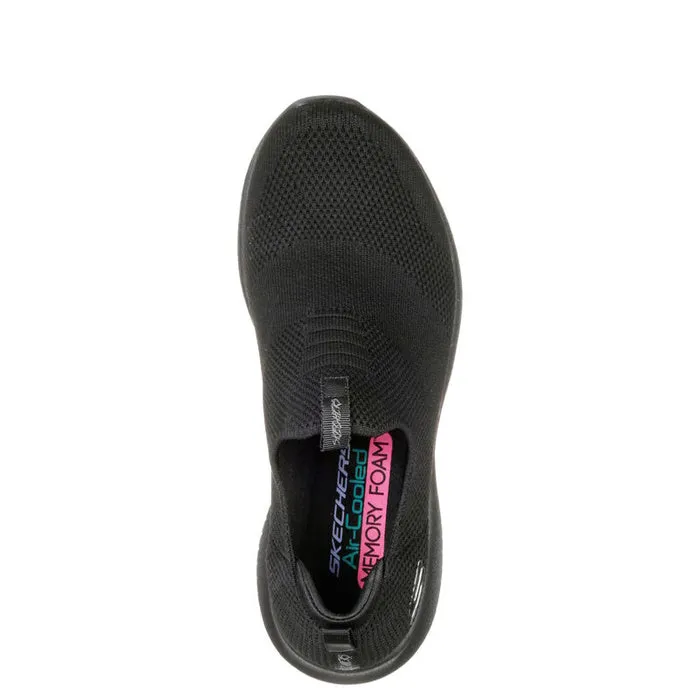 Skechers Ultra Flex First Take Black WIDE Slip on Trainer