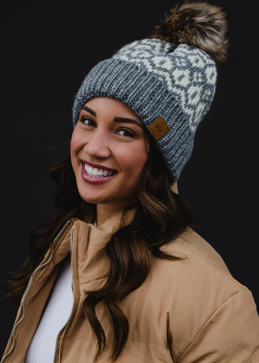 Snow Bunny Patterned Fleece Lined Hat