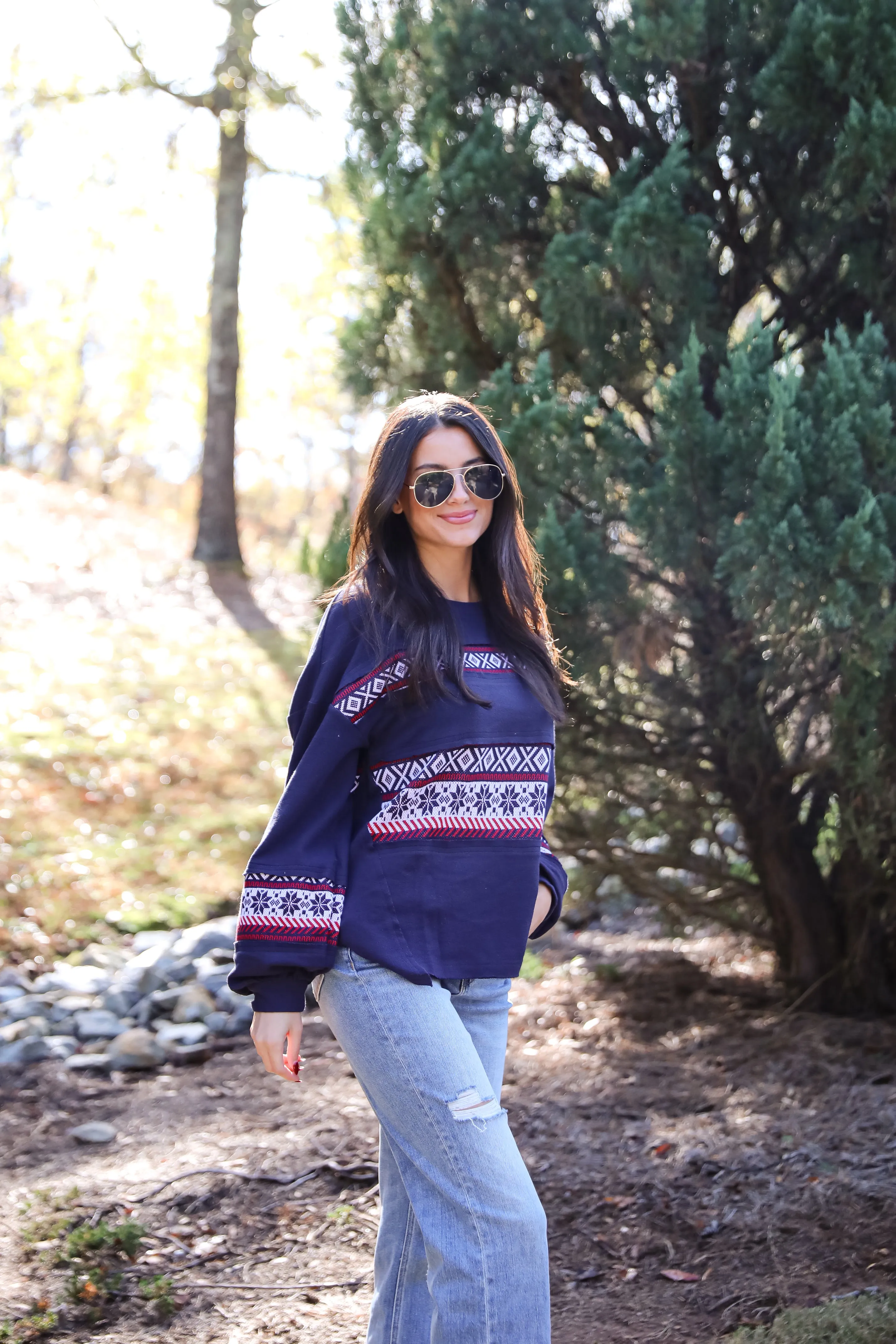 Snowy Snuggles Navy Fair Isle Pullover - DOORBUSTER