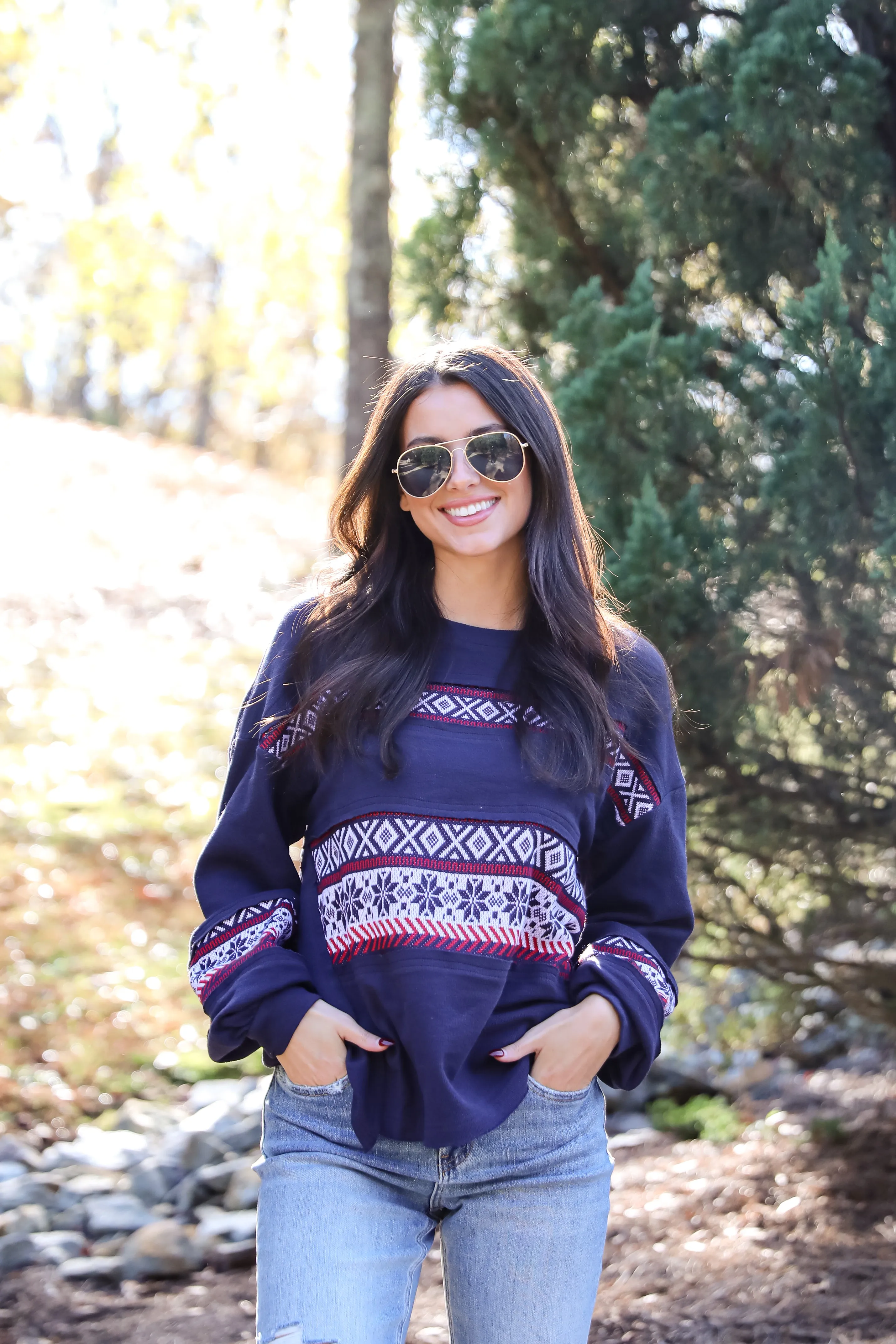 Snowy Snuggles Navy Fair Isle Pullover - DOORBUSTER