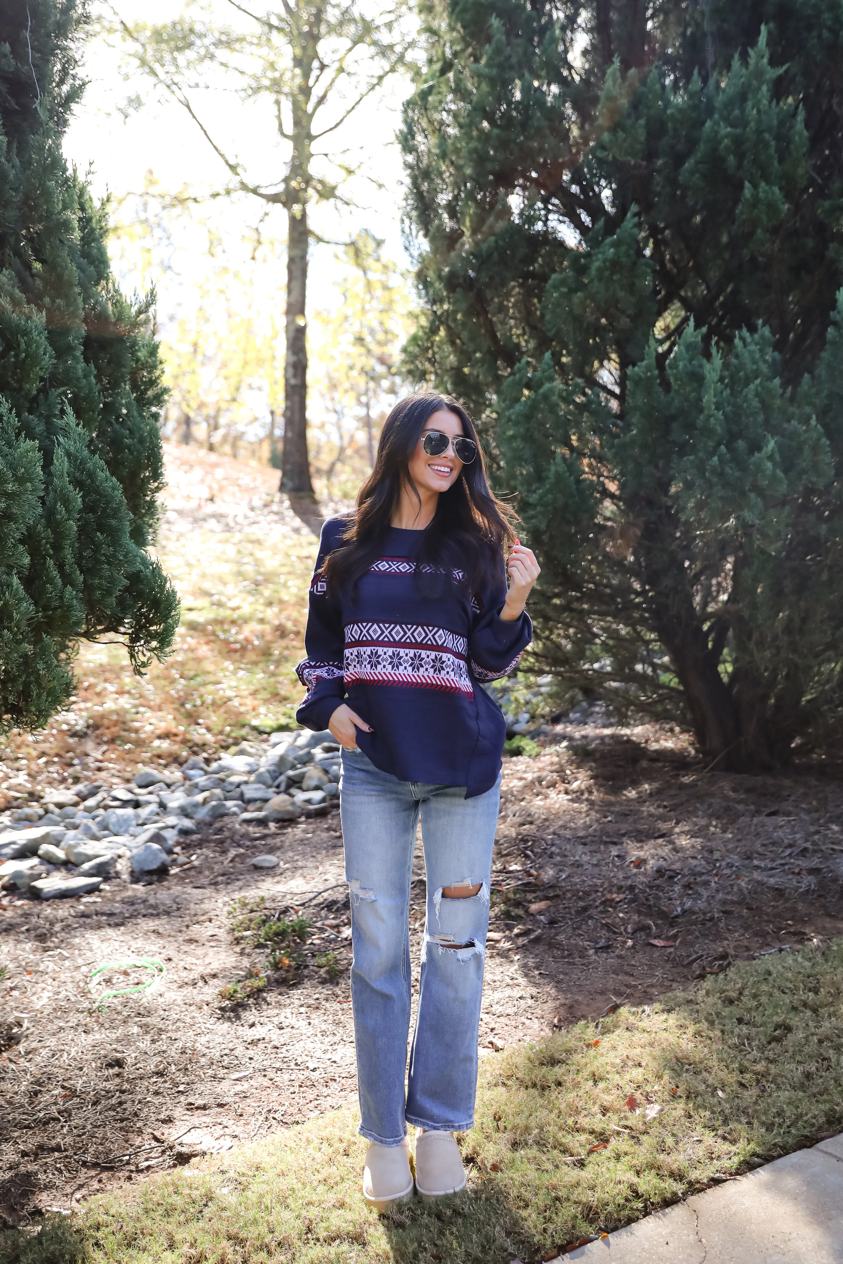 Snowy Snuggles Navy Fair Isle Pullover - DOORBUSTER