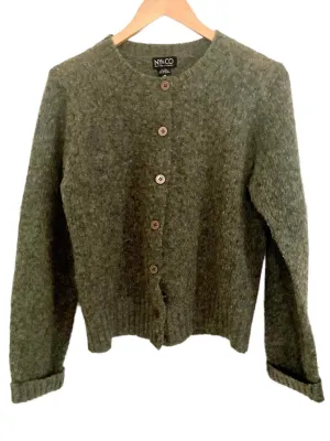 Soft Autumn Green Wool Cardigan Sweater