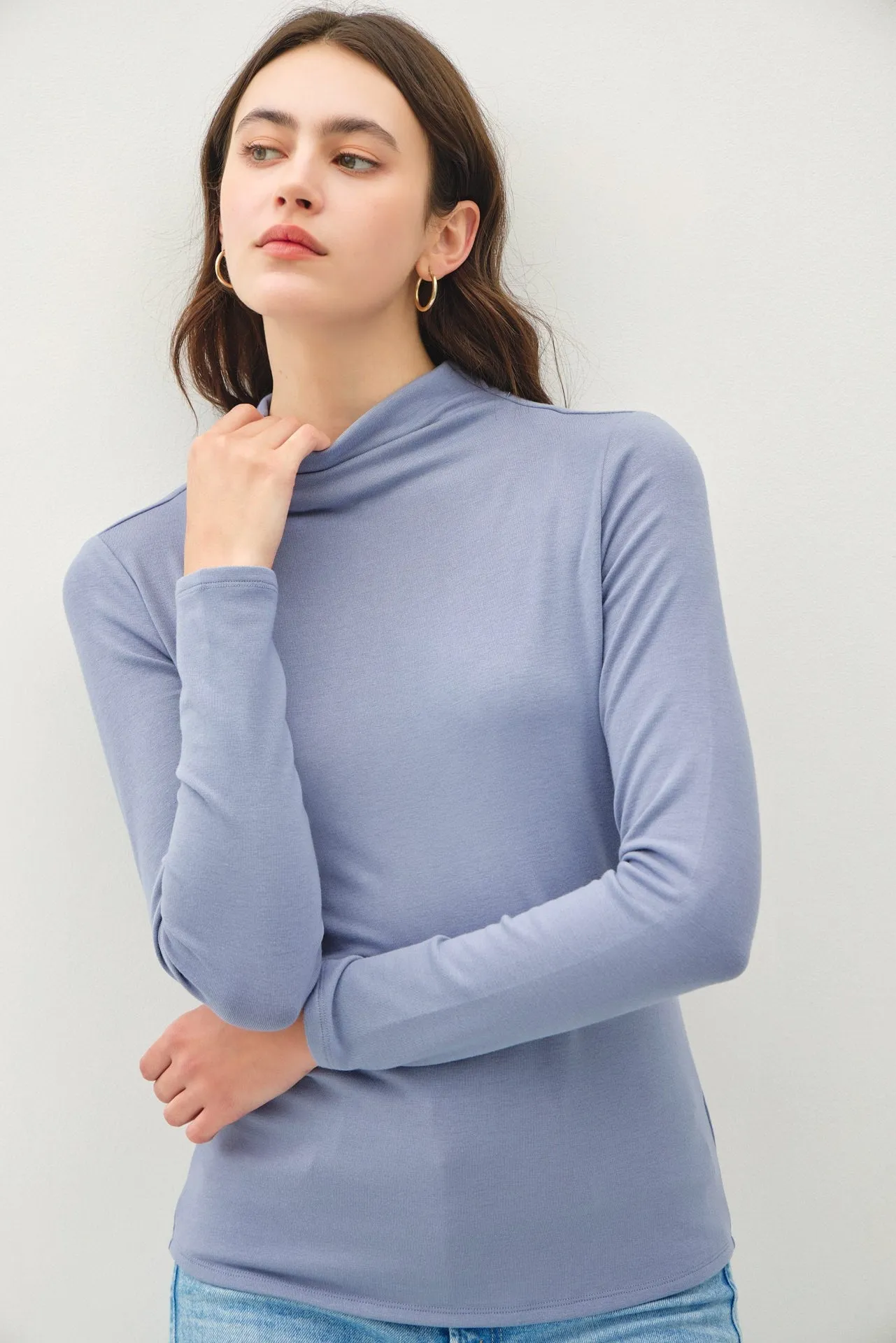 Soft Mock-Neck Longsleeve Top