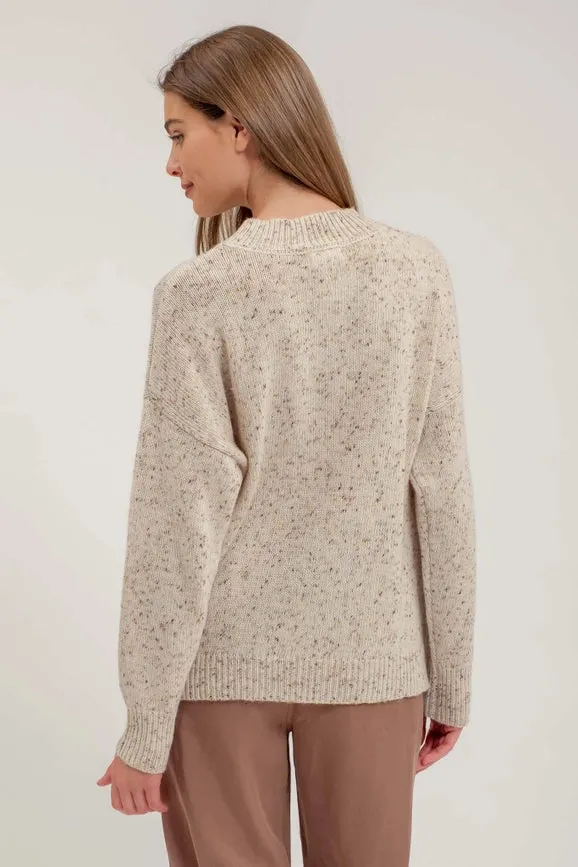 Speckle Knit Mock Neck Long Sleeve Sweater