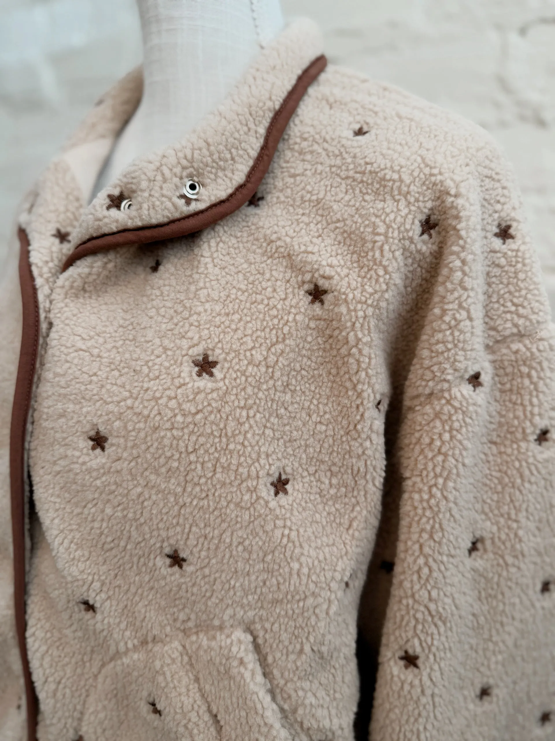 Speckled Embroidered Sherpa Jacket