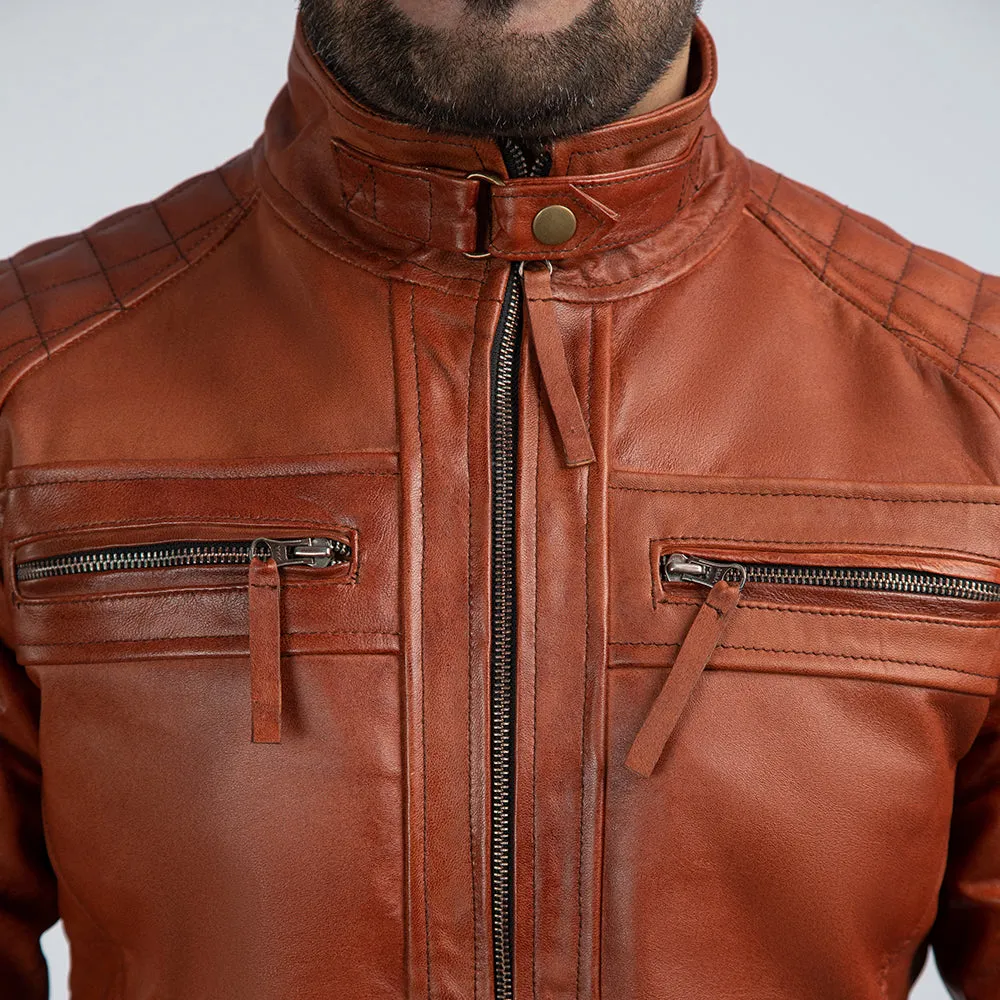 Speedster Brown Leather Biker Jacket