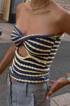 Striped Knit Tube Top