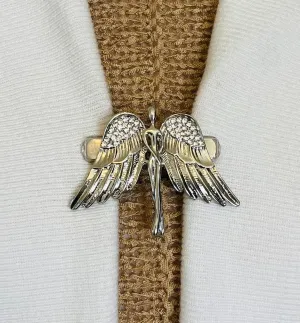 Sweater Clips Silver Angel Wings Sweater Clip Cloak Clasp Cardigan Scarf Clips Shawl Clasps Jewelry Gift Gifts for Her by Fabulici