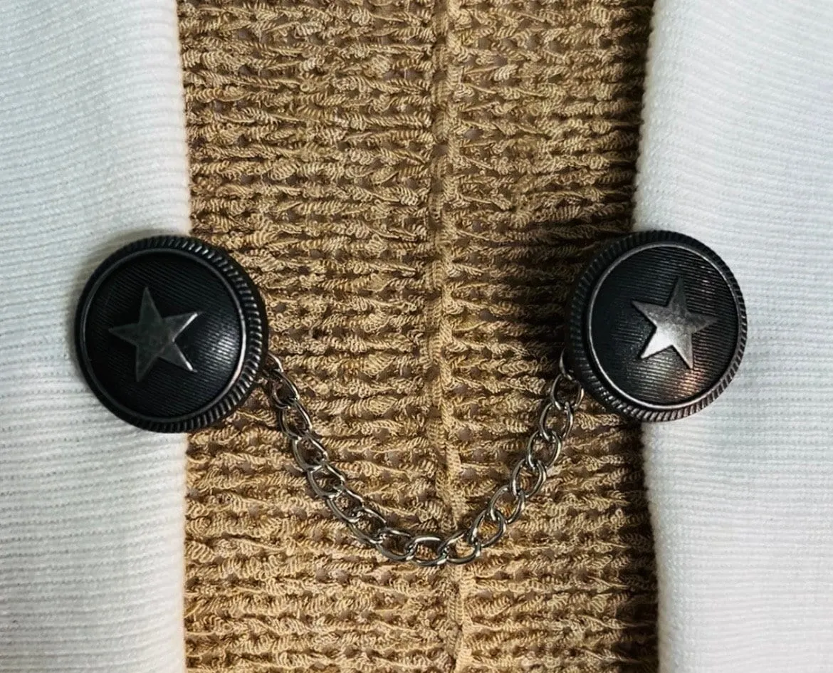 Sweater Clips Star Cardigan Clasp for Sweater Clip Button Dark Silver Color Kimono Chain Jewelry Birthday Gift for Mom Gift for Her