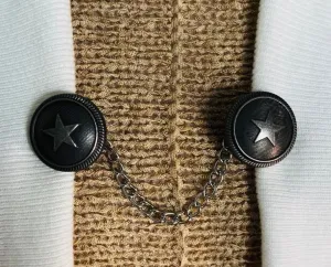 Sweater Clips Star Cardigan Clasp for Sweater Clip Button Dark Silver Color Kimono Chain Jewelry Birthday Gift for Mom Gift for Her