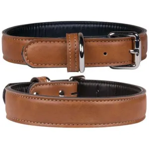 Tan Faux Leather Dog Collar