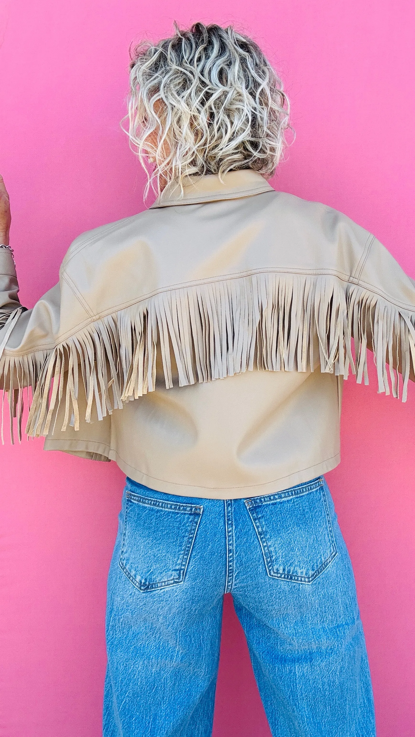 Tan Leather Fringe Jacket