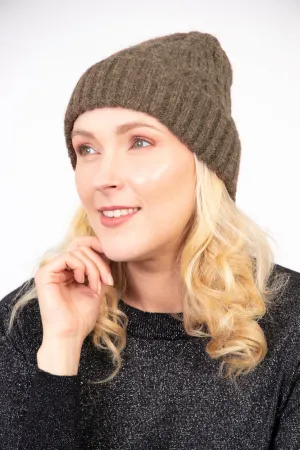 Tatum Beanie Hat - Khaki, Cable Knit