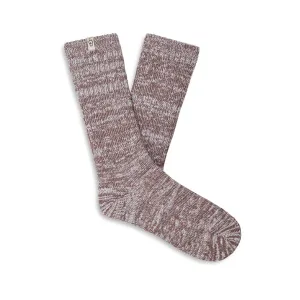 UGG Women's Rib Knit Slouchy Crew Sock Brown