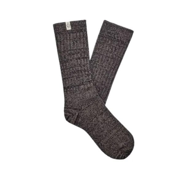 UGG Women's Rib Knit Slouchy Crew Sock Grey/Black