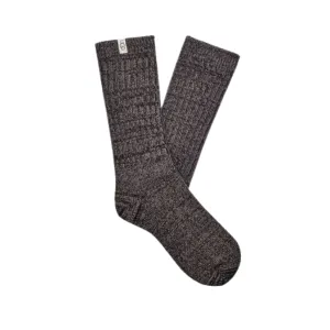 UGG Women's Rib Knit Slouchy Crew Sock Grey/Black