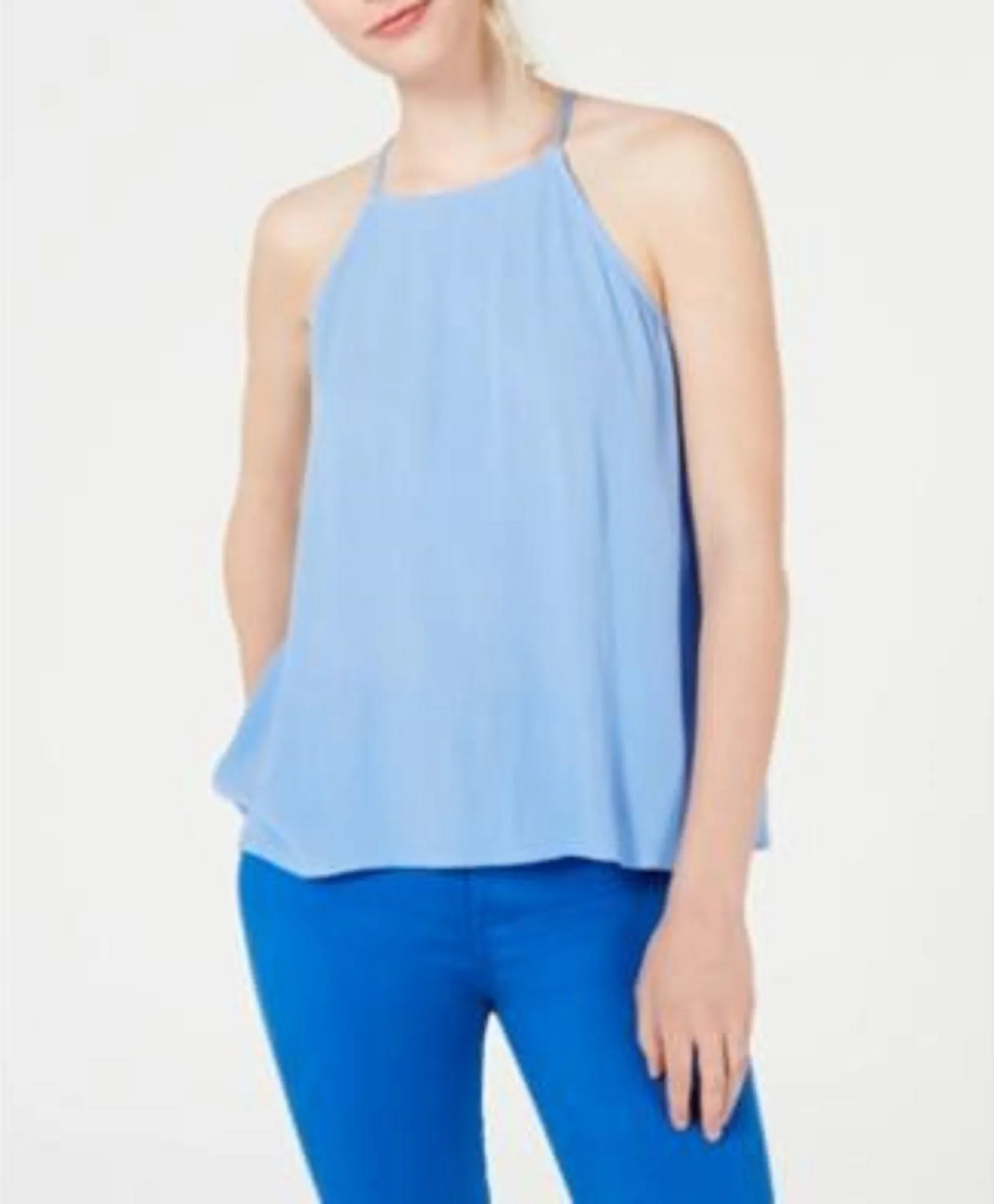 Ultra Flirt Juniors' Back-Tie Tank Top Med Blue Size Large