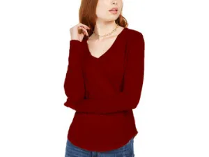 Ultra Flirt Juniors' Long-Sleeved Textured Boyfriend T-Shirt Red Size Medium