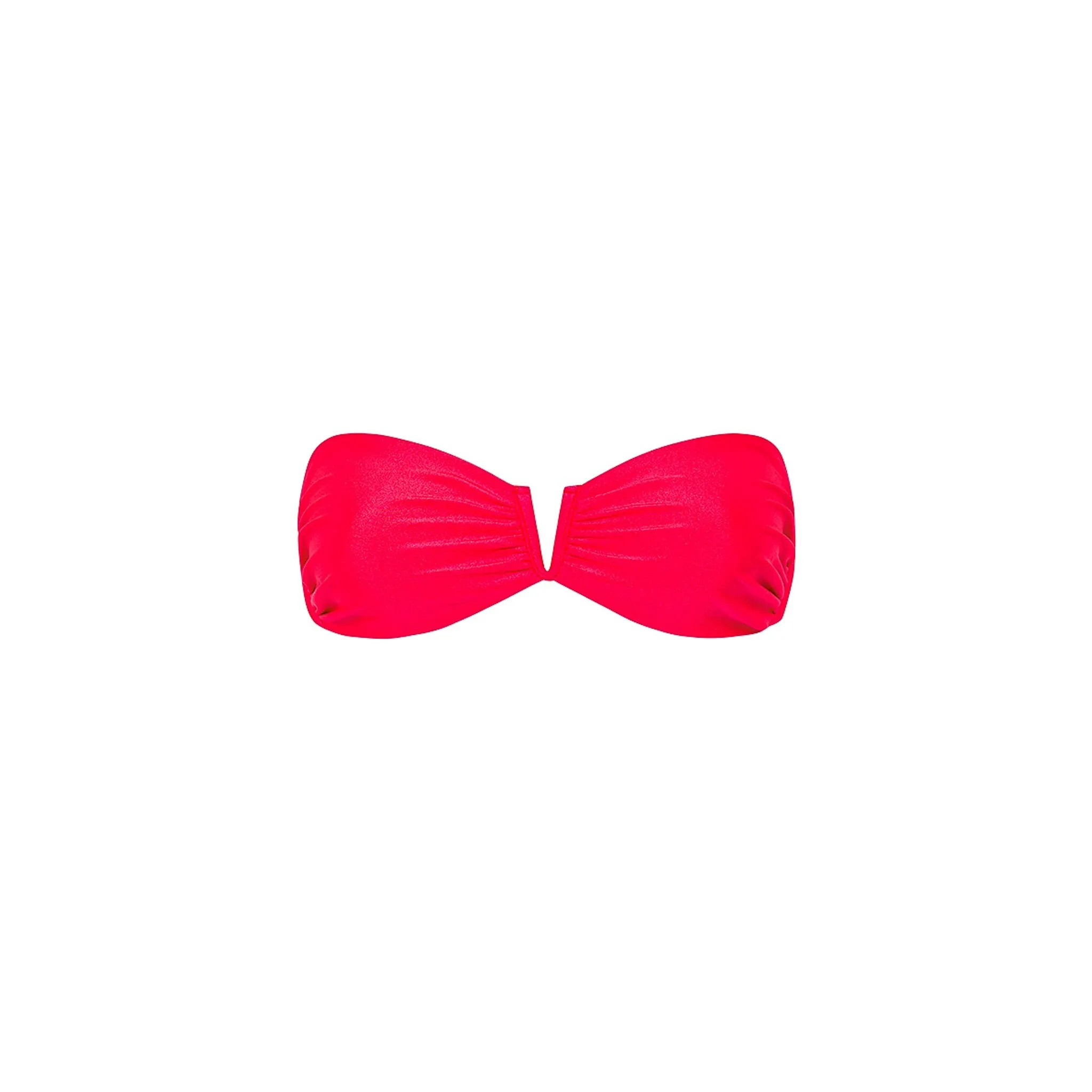 V Strapless Bandeau Bikini Top - Neon Rose