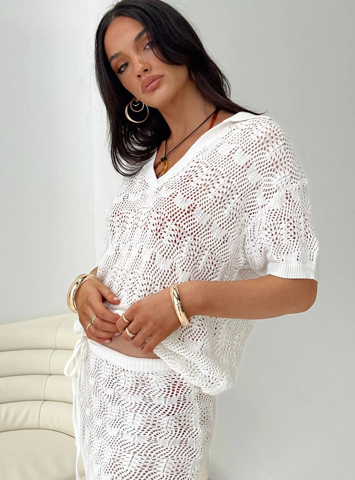 Vacation Knit Top White