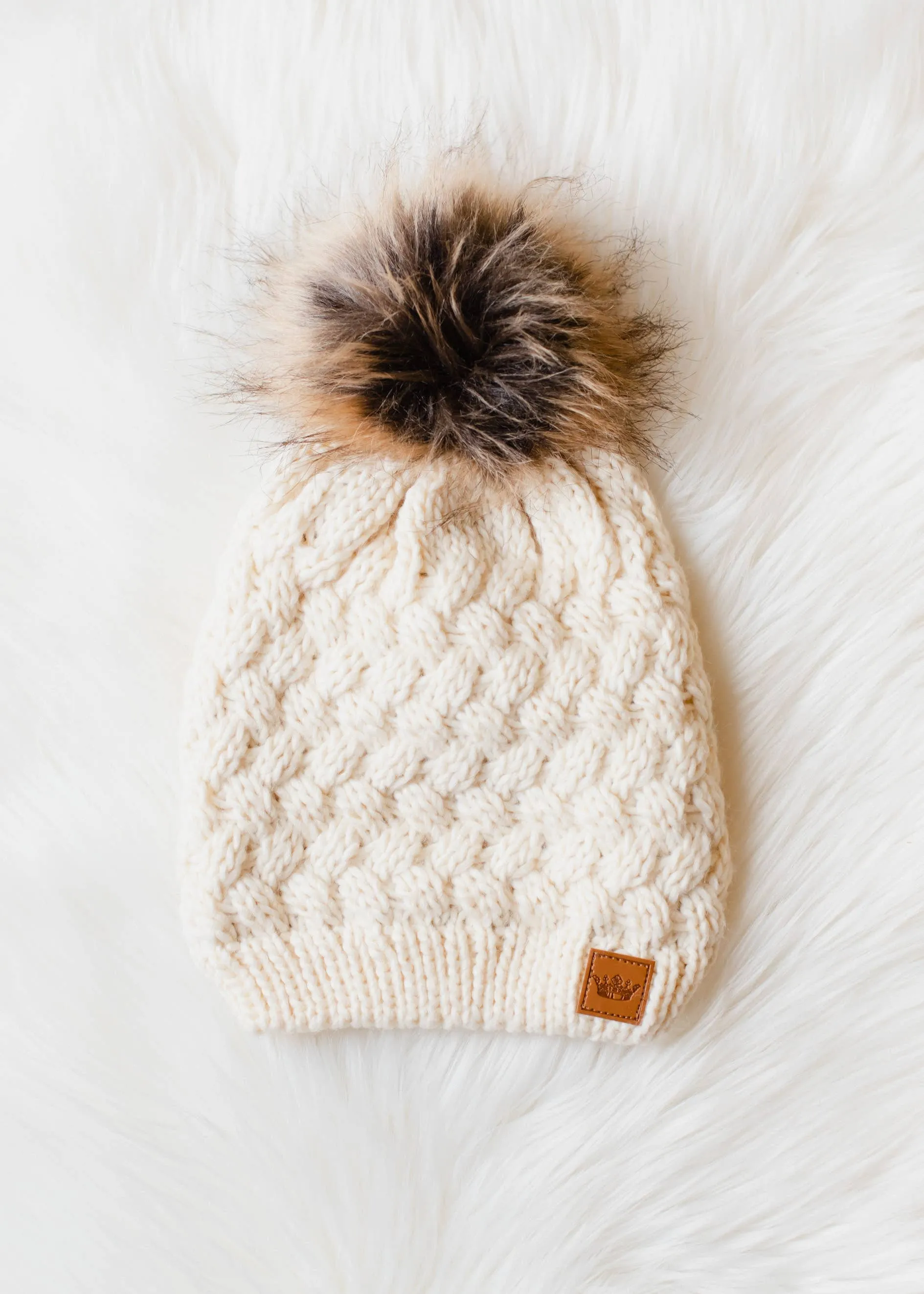 Vance Cream Knit Pom Hat