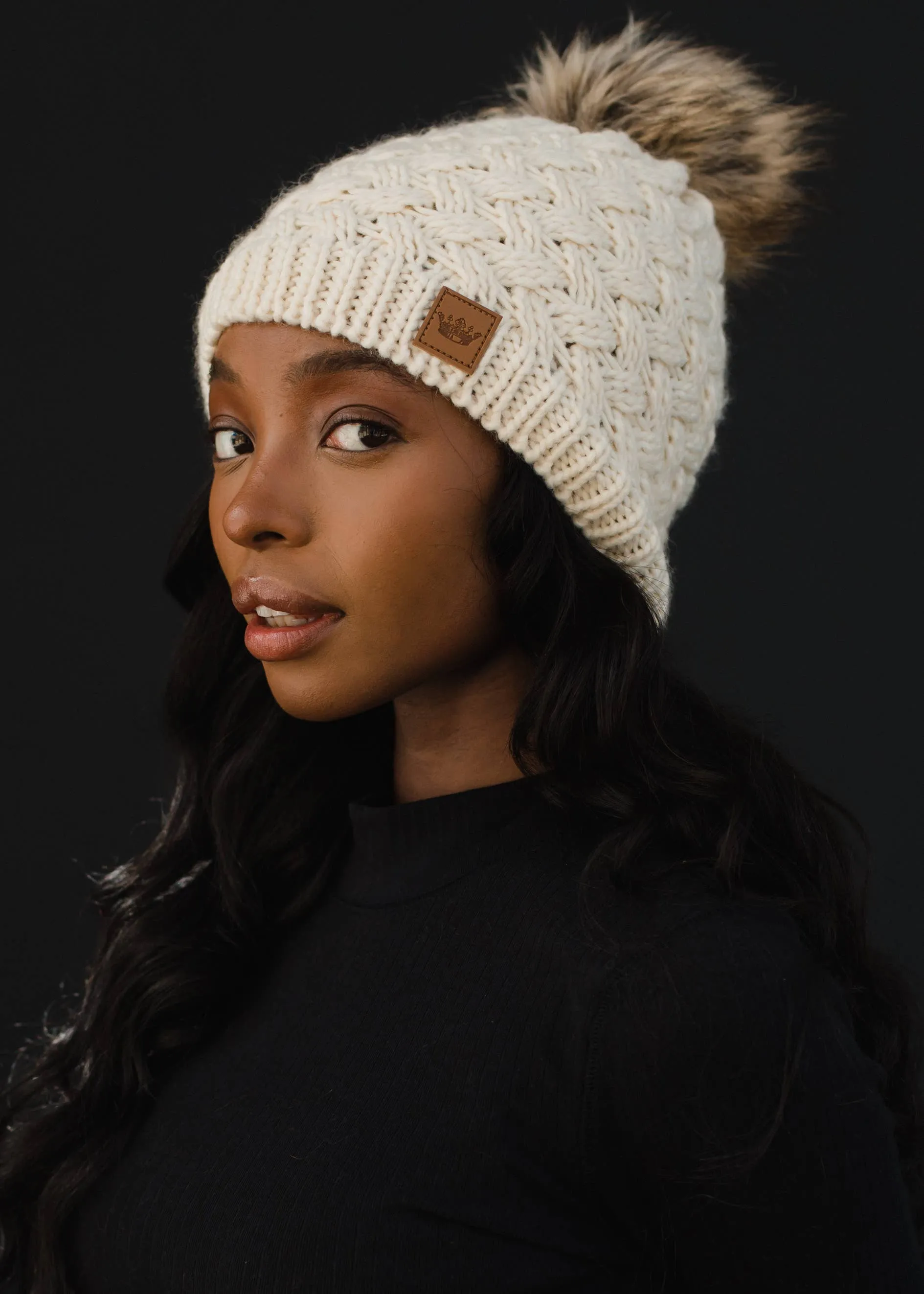 Vance Cream Knit Pom Hat