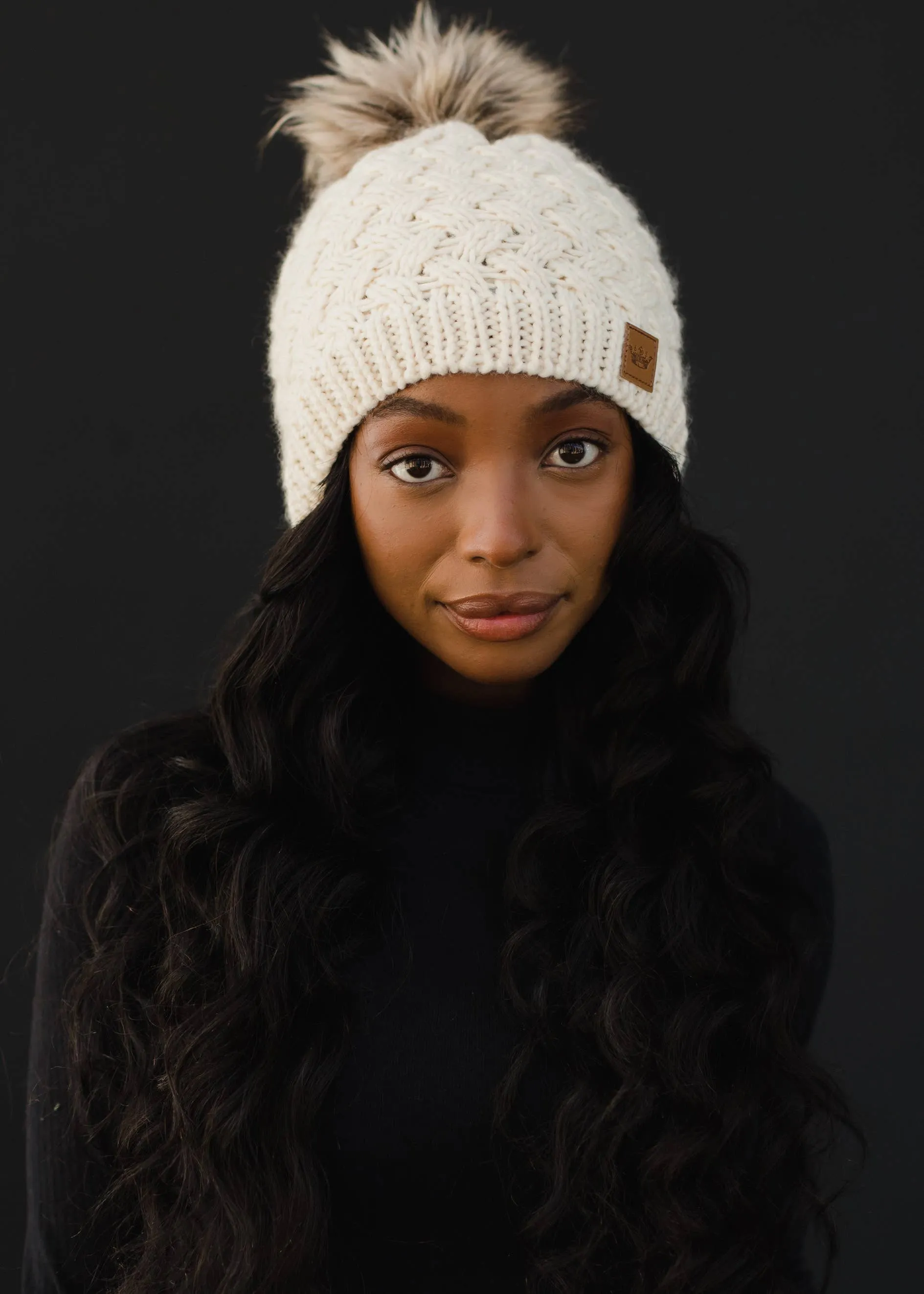 Vance Cream Knit Pom Hat