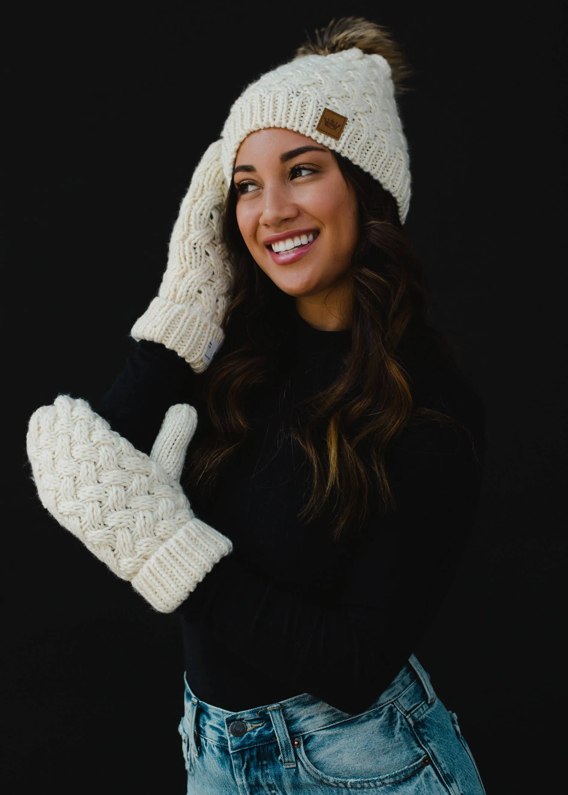 Vance Cream Knit Pom Hat