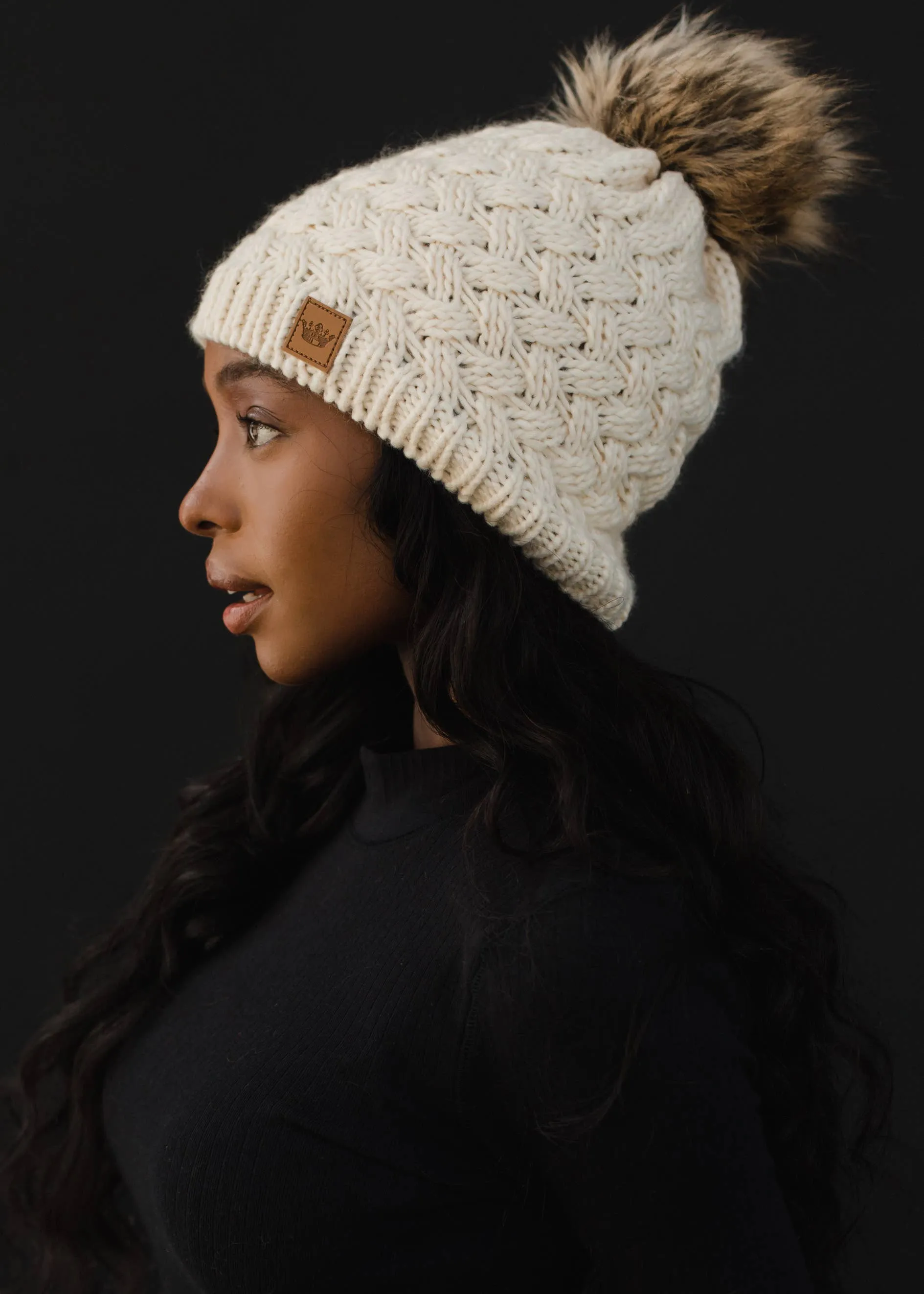 Vance Cream Knit Pom Hat