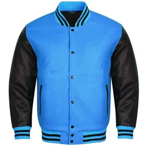 Varsity Jacket - Sky Blue Black