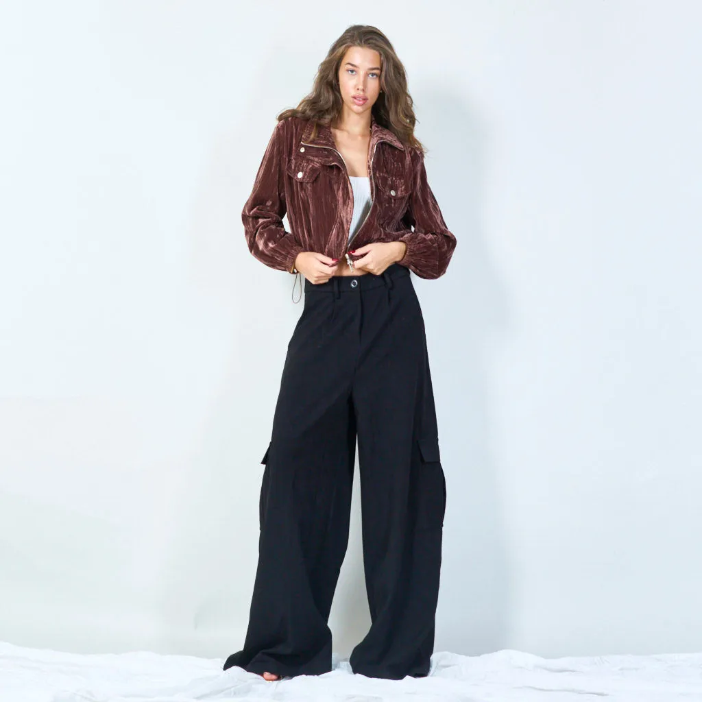 Velvet cropped jacket wholesale