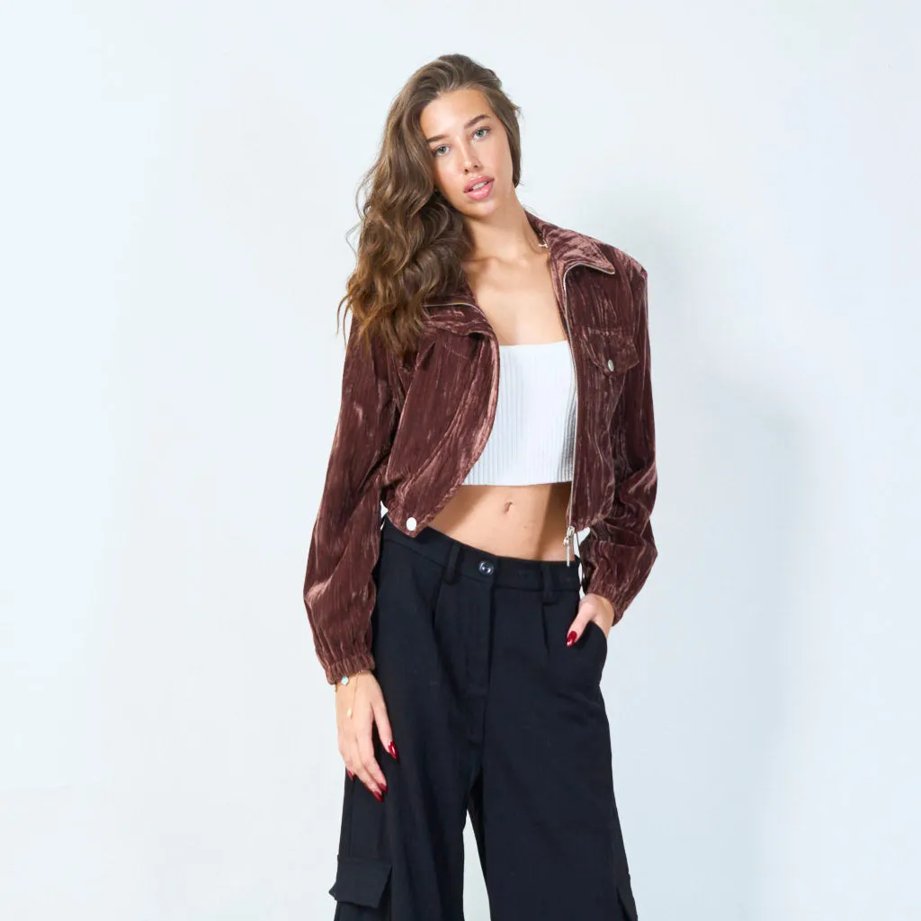 Velvet cropped jacket wholesale