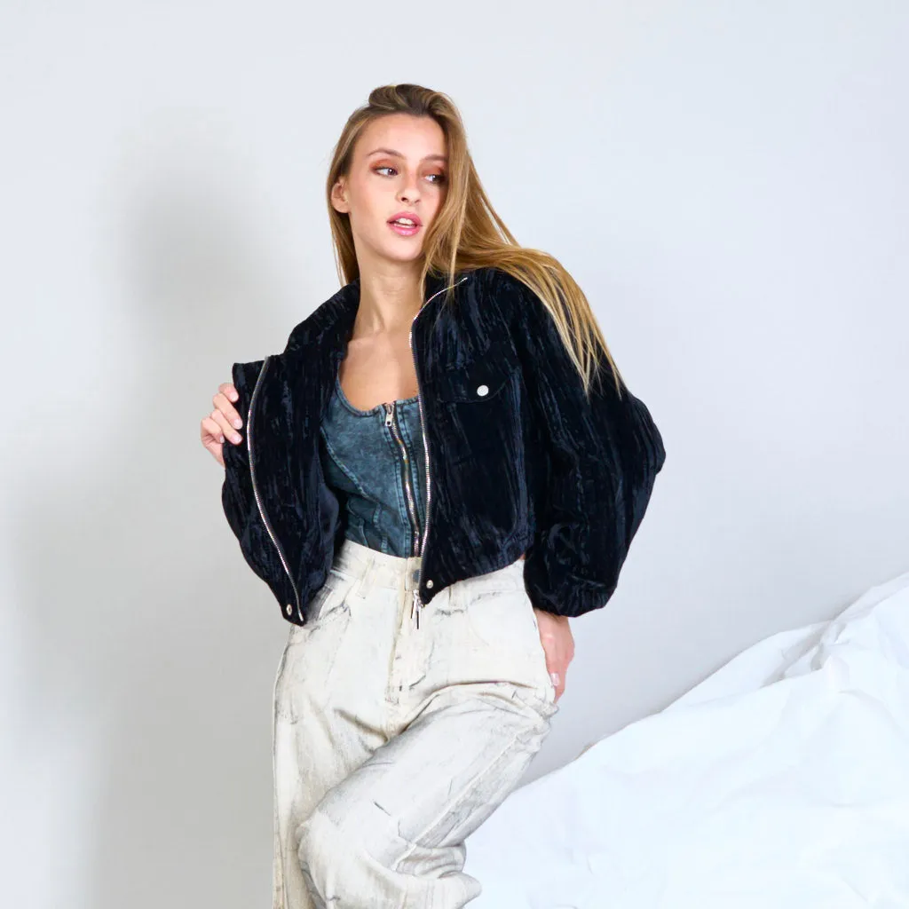 Velvet cropped jacket wholesale