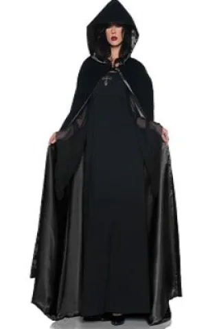 Velvet hooded cape with lining Black