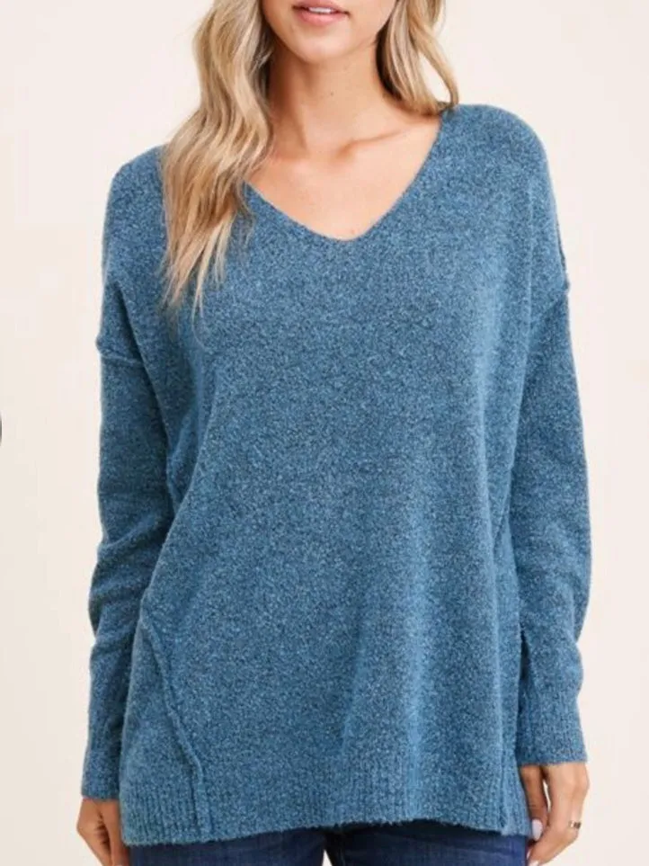 Vera V-Neck Sweater - Blue