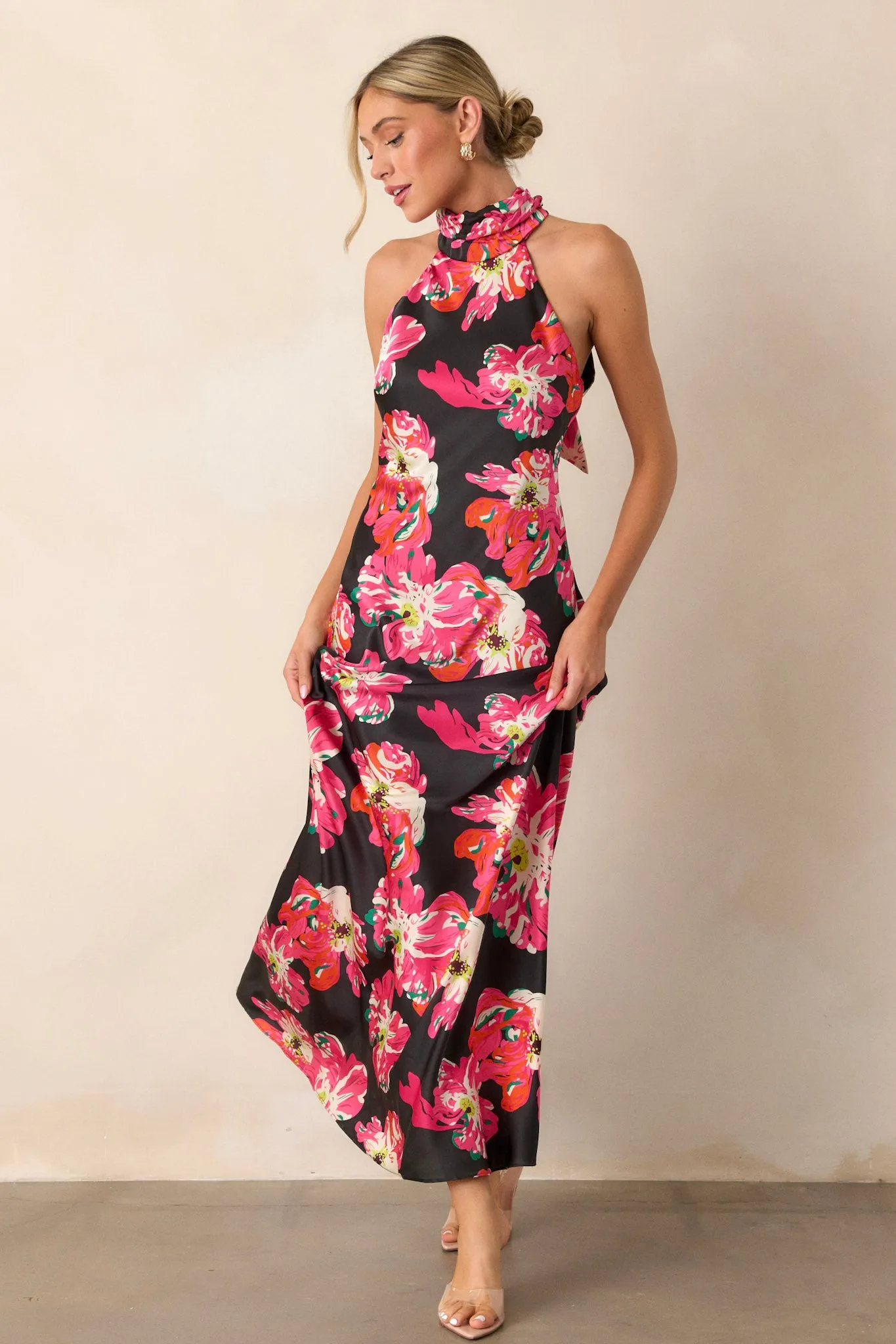 Vibrant Daze Black Floral Maxi Dress