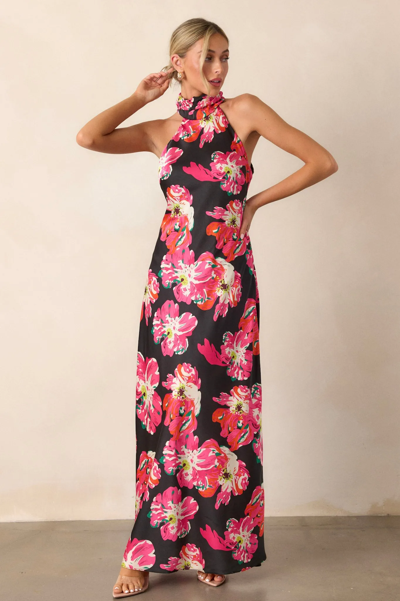 Vibrant Daze Black Floral Maxi Dress