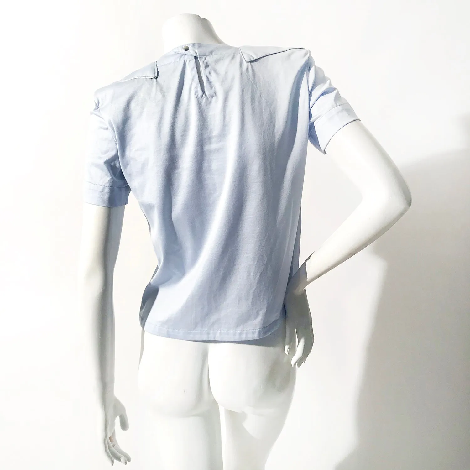 Vintage Blue Cotton Knit Short Sleeve Top