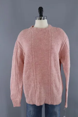 Vintage Pastel Pink Wool Fisherman's Sweater