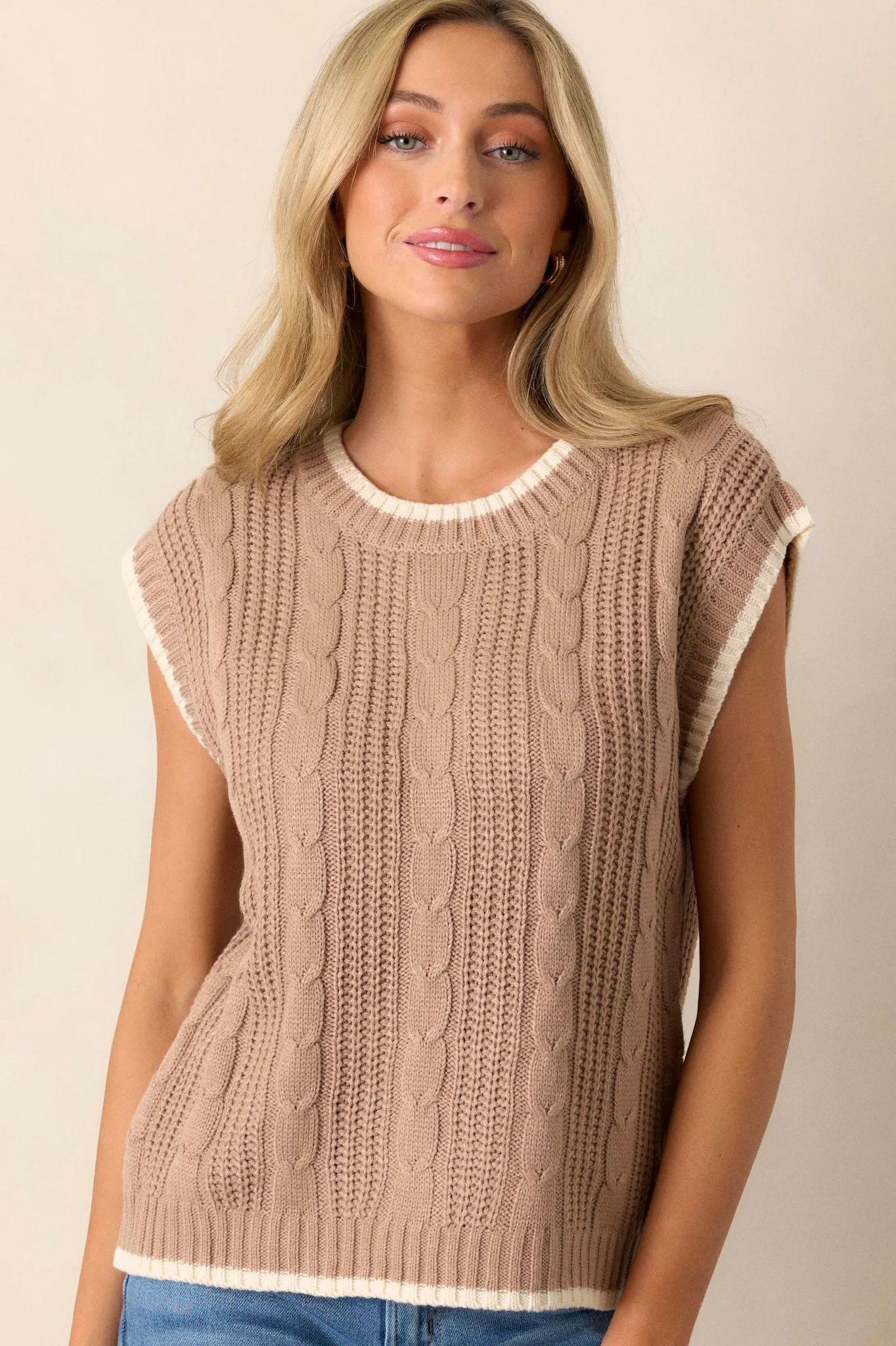 Vital Moment Brown Knit Sweater Top