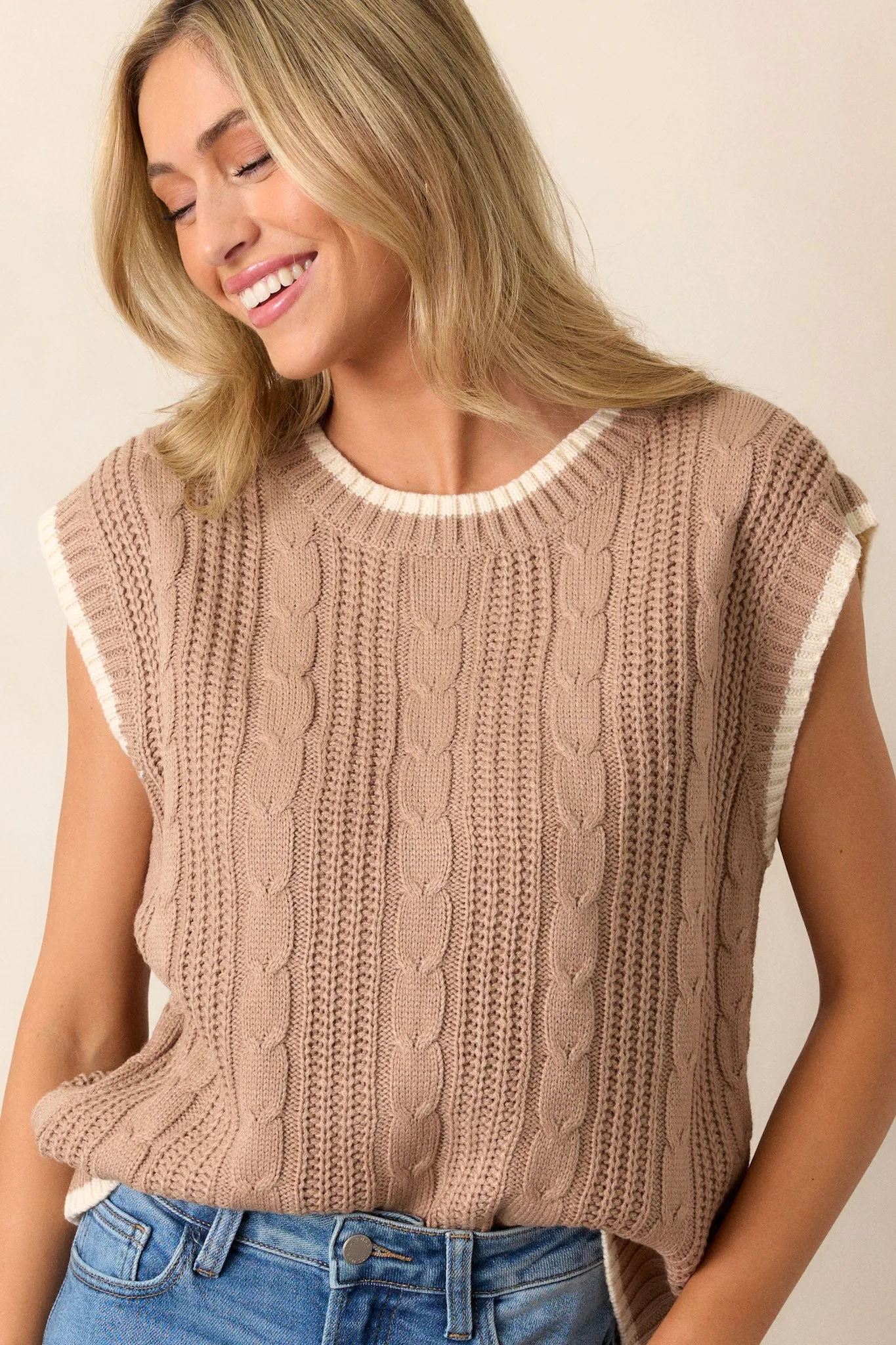 Vital Moment Brown Knit Sweater Top