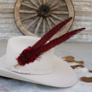 Western Feather Hat Pin Red