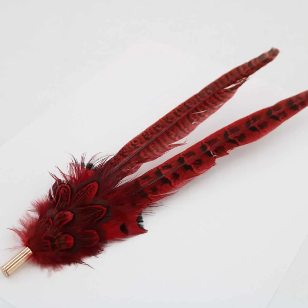 Western Feather Hat Pin Red