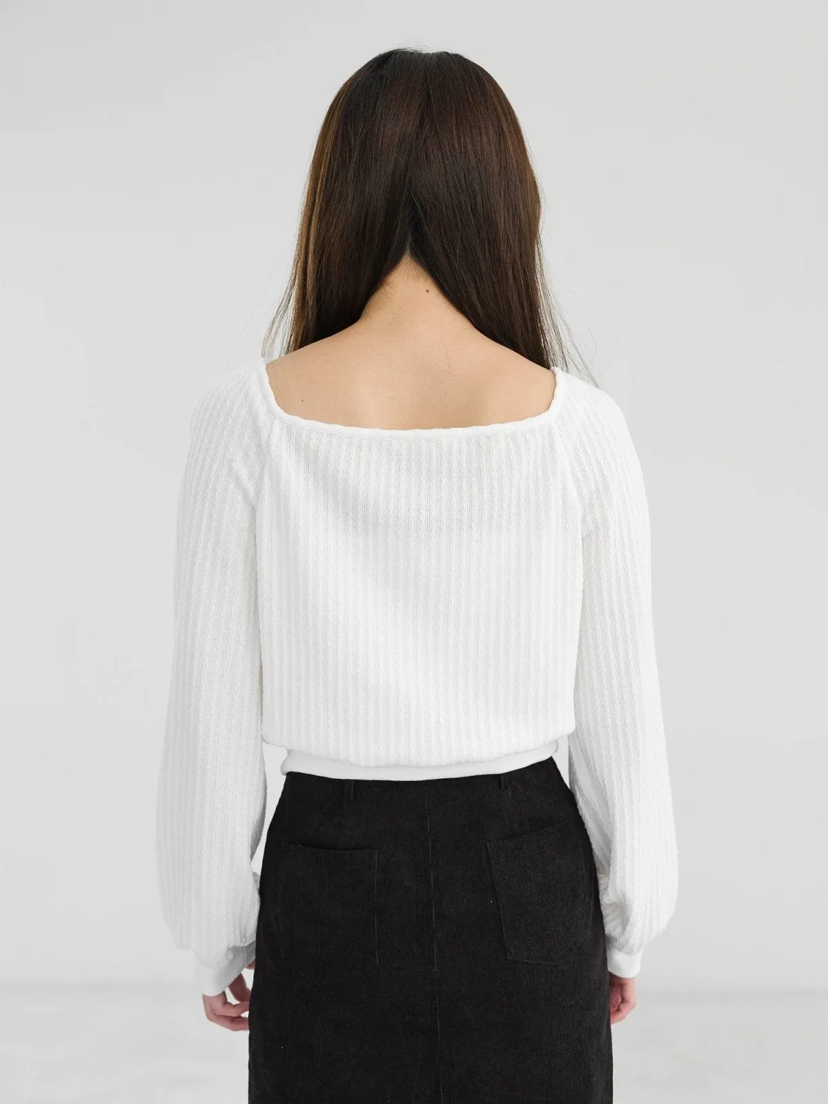 Winter Cable-knit Square Neck Top