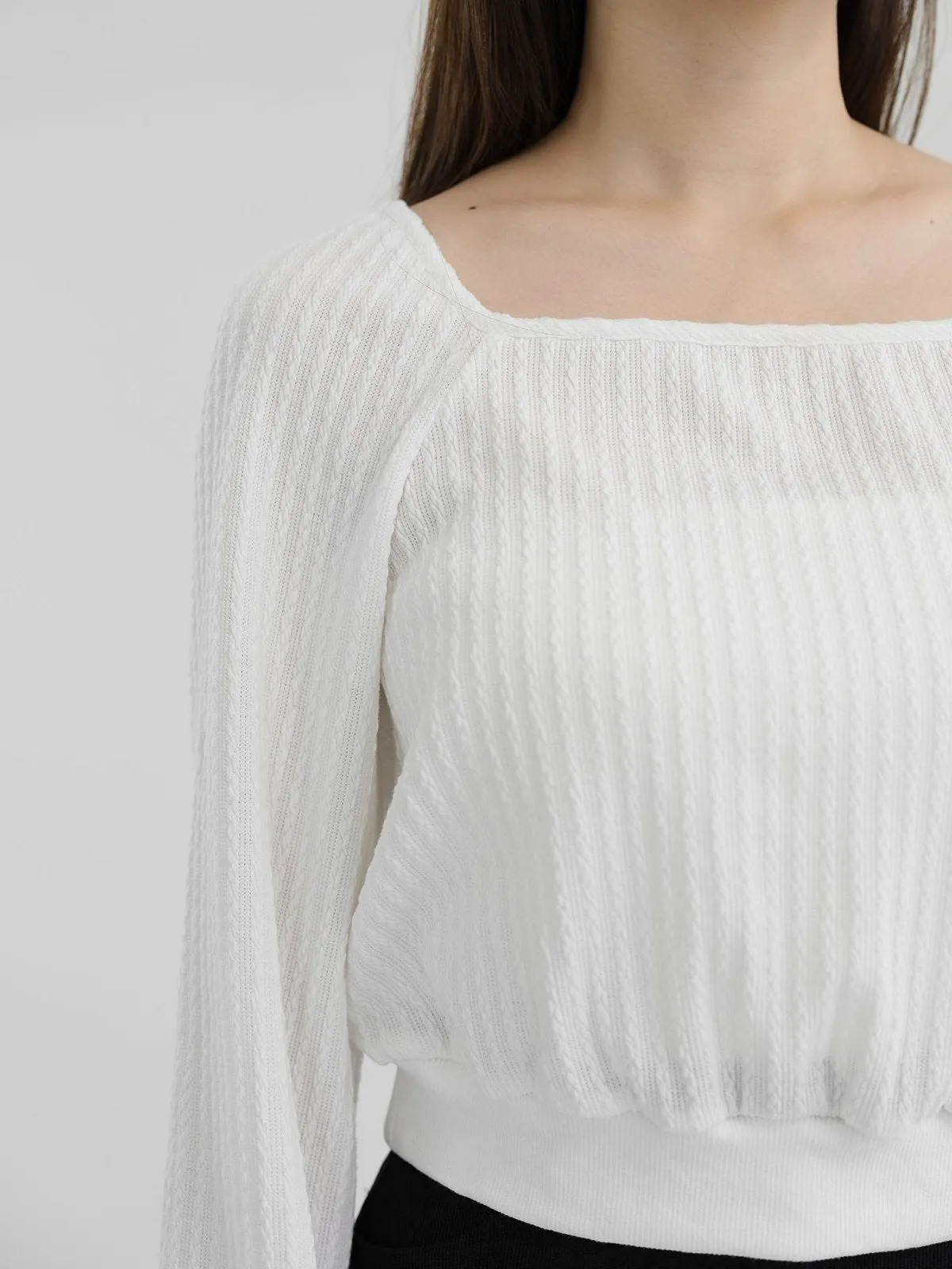 Winter Cable-knit Square Neck Top