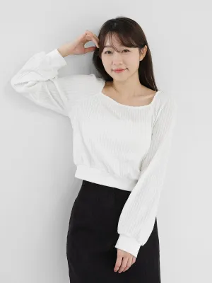 Winter Cable-knit Square Neck Top