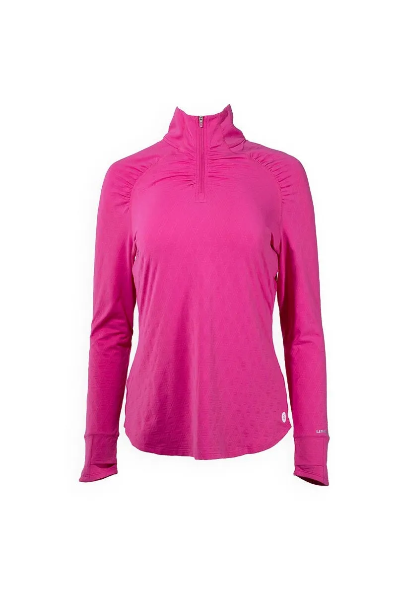 Women's Arabella Golf Quarter-Zip  |  Magnolia Pink Diamond Jacquard